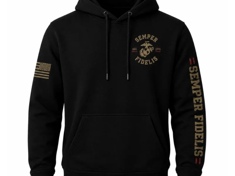 Semper Fidelis United States Marines black hoodie front