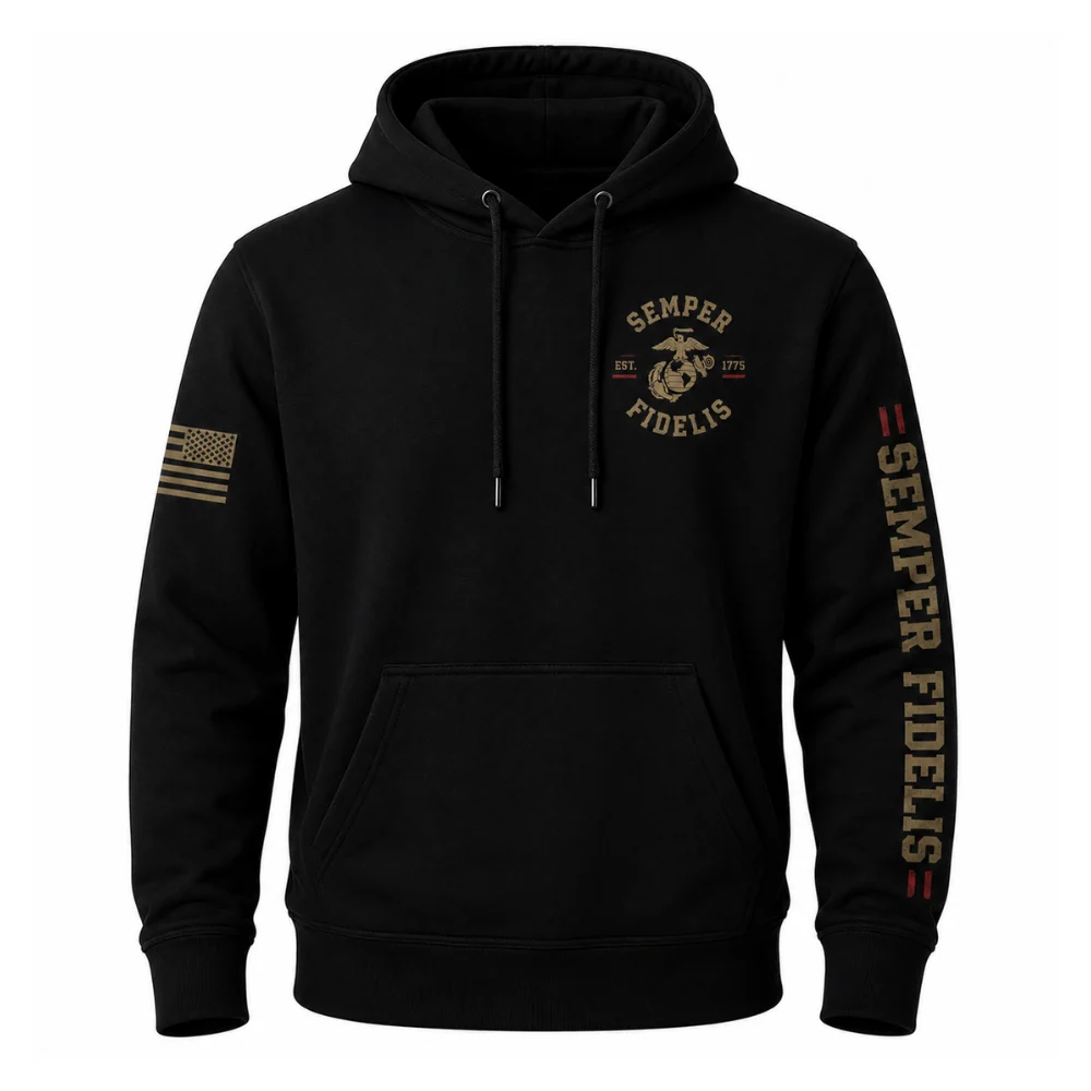 Semper Fidelis United States Marines black hoodie front